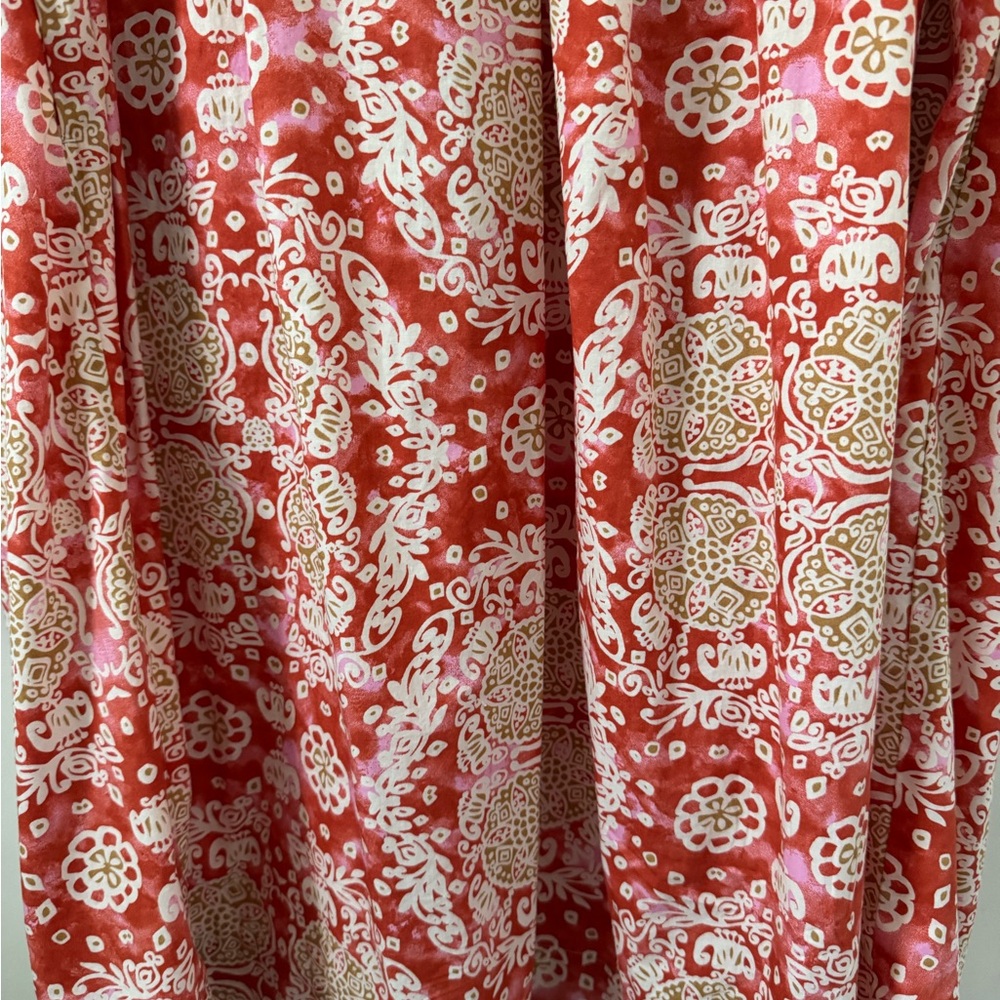 Maeve Coral and Beige Patterned Midi Dress - Picture 5 of 10